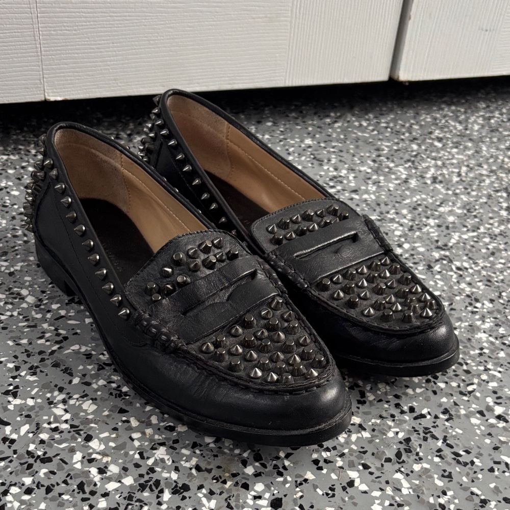 Zara Black Studded Loafers